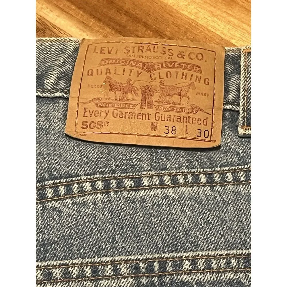 Vintage Y2K‎ Levi's Red Tab 505 Blue Mens 38x30 Regular Fit Denim Jeans 2000's